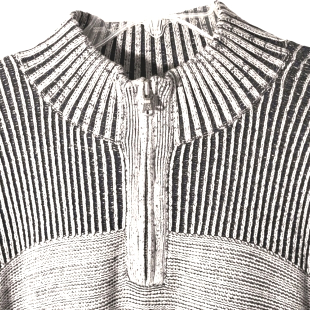 NWOT Rock & Republic Mens 3/4 Zip Knit Sweater Gray with Black Size XL ✅️